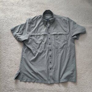 Game Guard Shirt Mens XL Green Gingham Check Vented Outdoors Hiking 1041